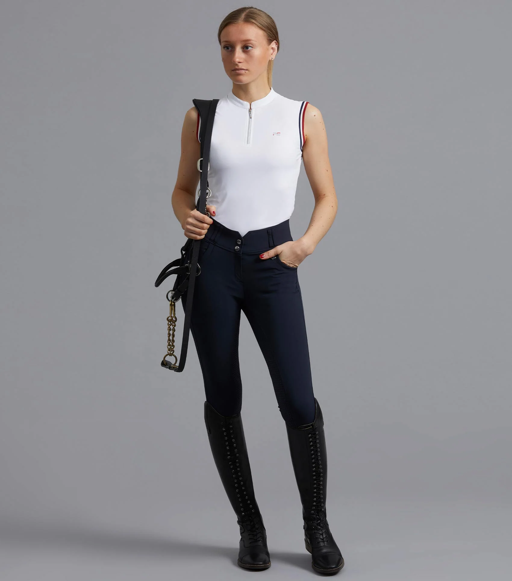 SALE - Alito Ladies Sleeveless Riding Top White - Image 2