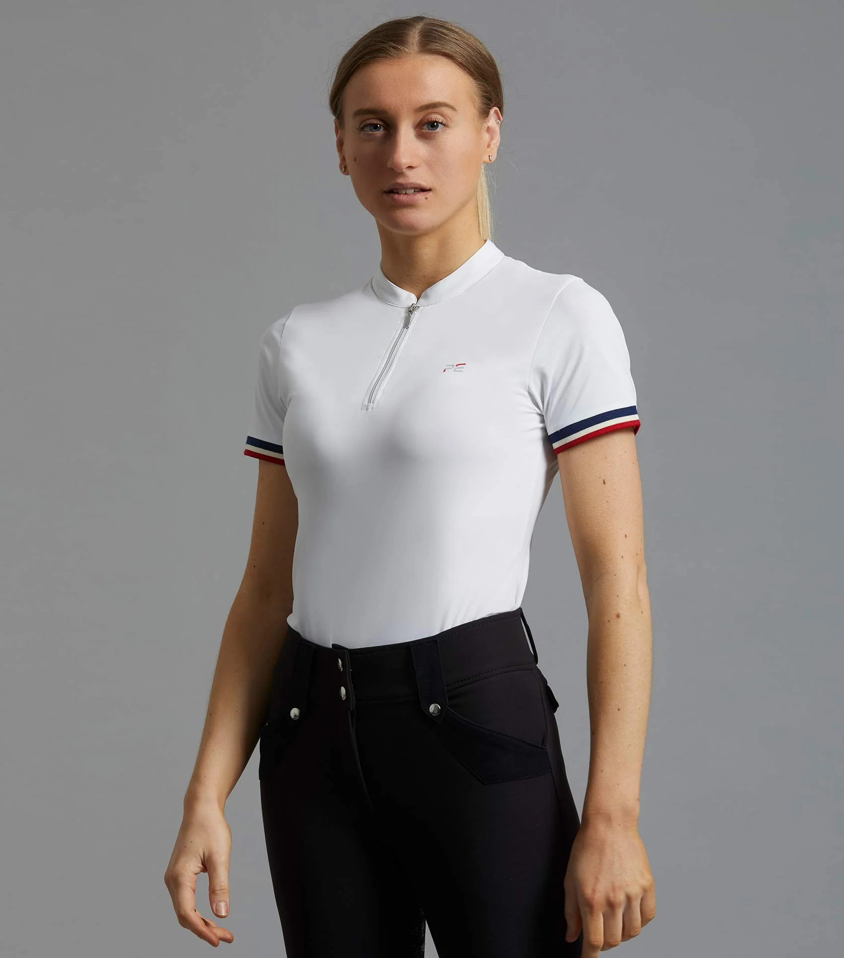 SALE - Allegra Ladies Short Sleeve Riding Top White