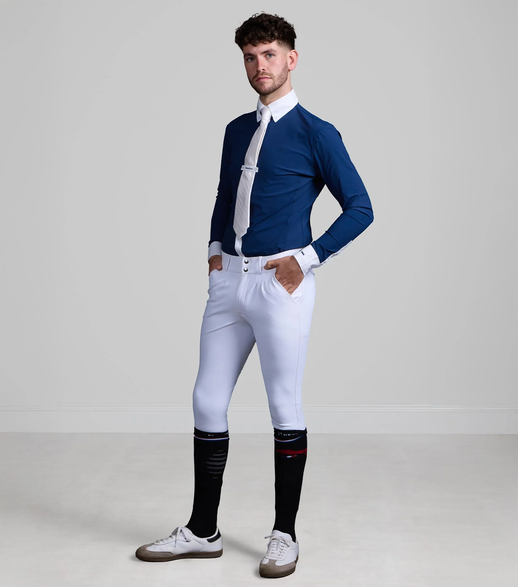 Andate Men's Long Sleeve Show Shirt Navy - Image 2