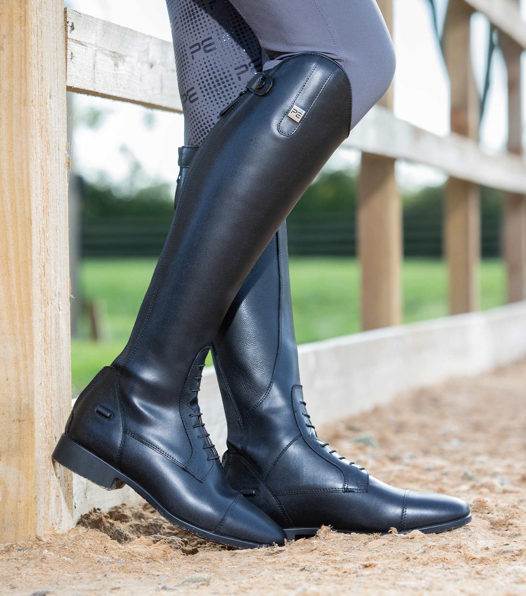 Anima Womens Synthetic Field Tall Riding Boots Black - Image 2