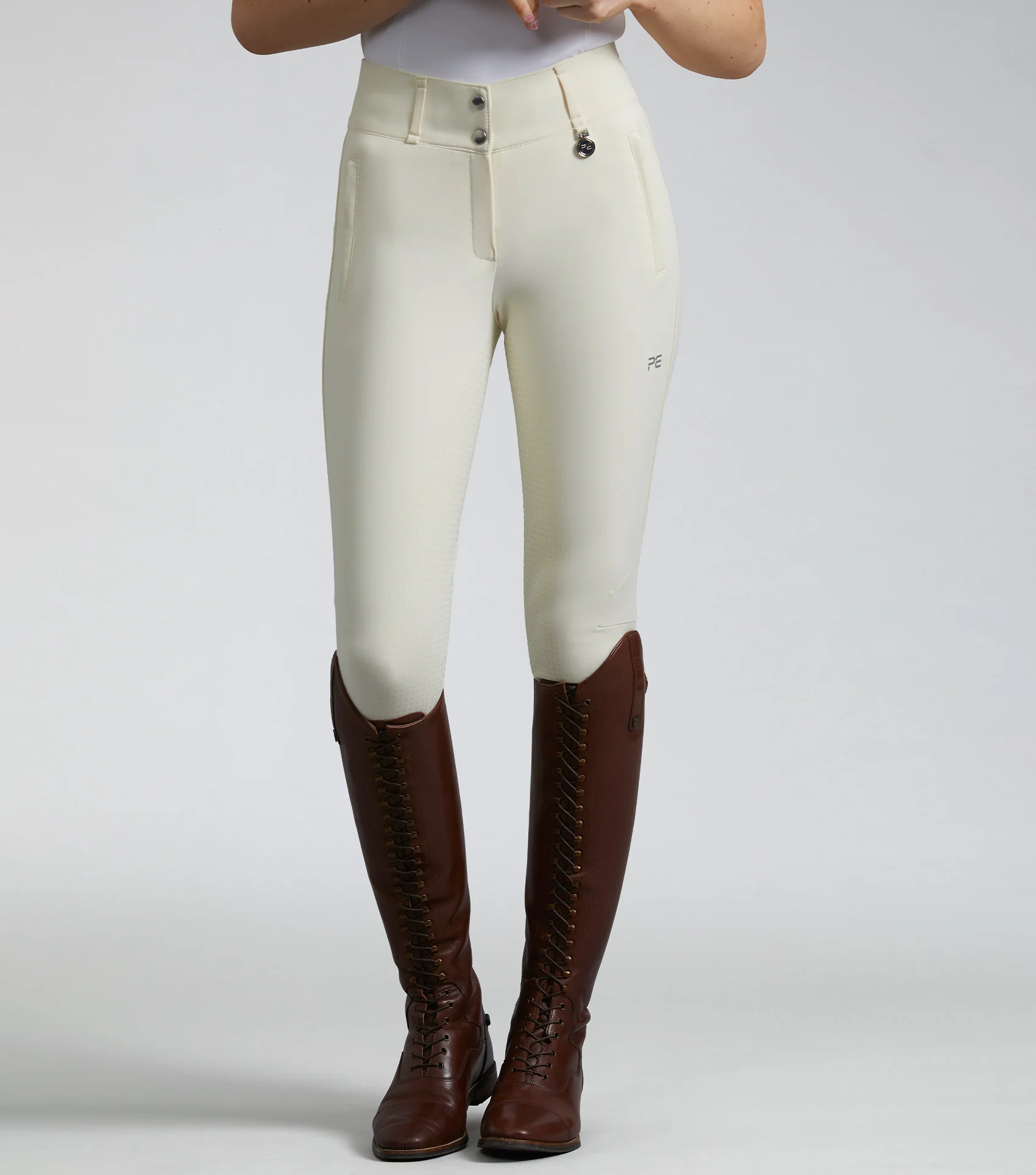 SALE - Aradina Ladies Full Seat Gel Competition Riding Breeches Vanilla - Image 3