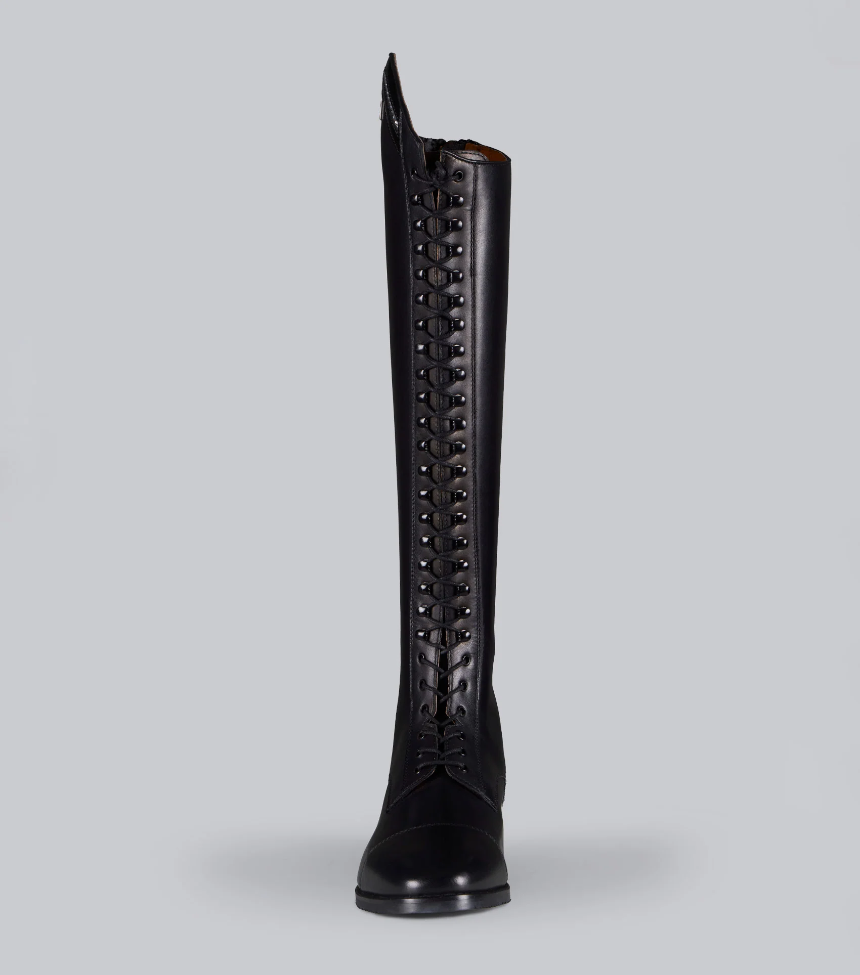 Astra Womens Leather Lace Front Tall Riding Boots Black - Image 3