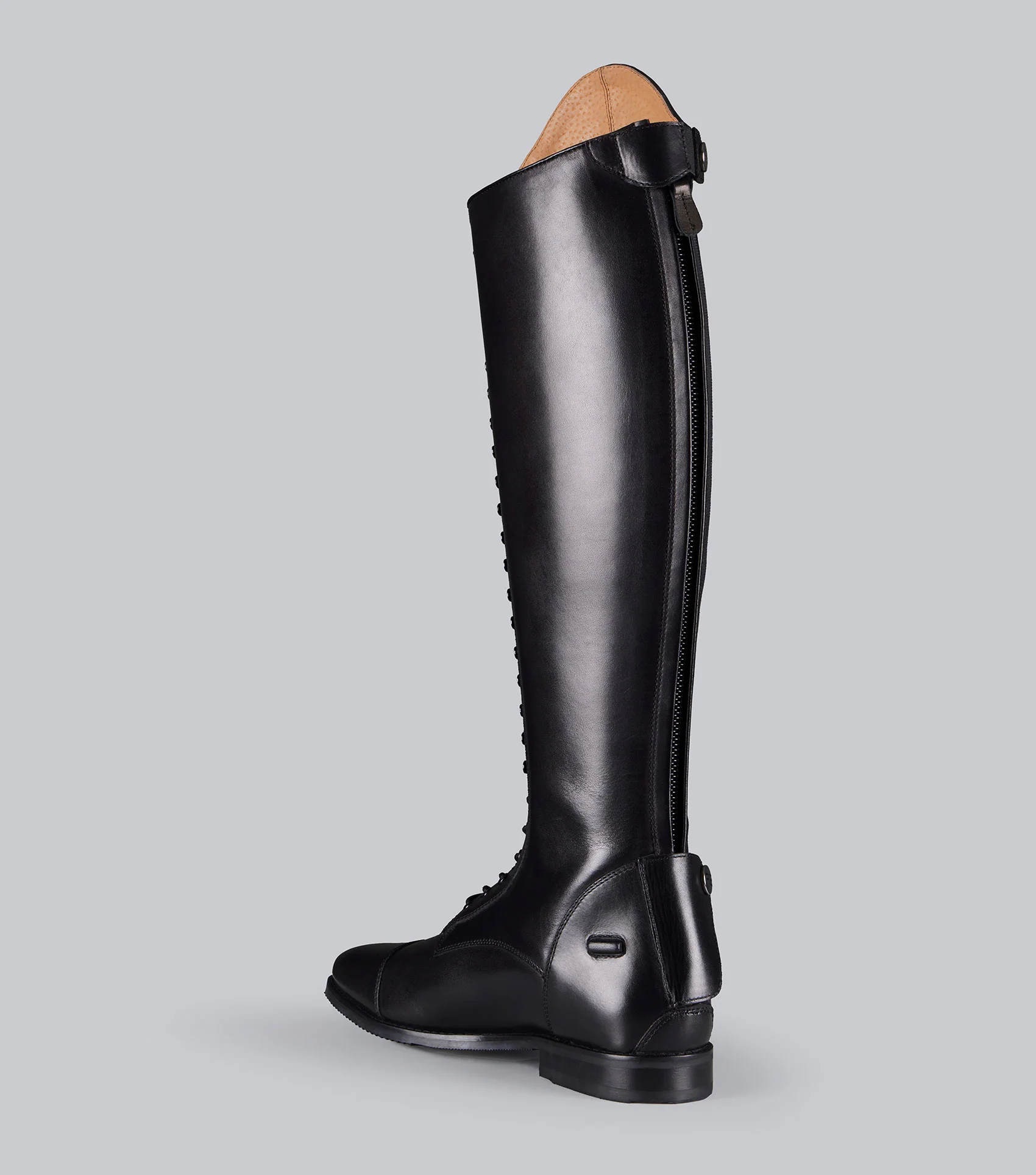 Astra Womens Leather Lace Front Tall Riding Boots Black - Image 5