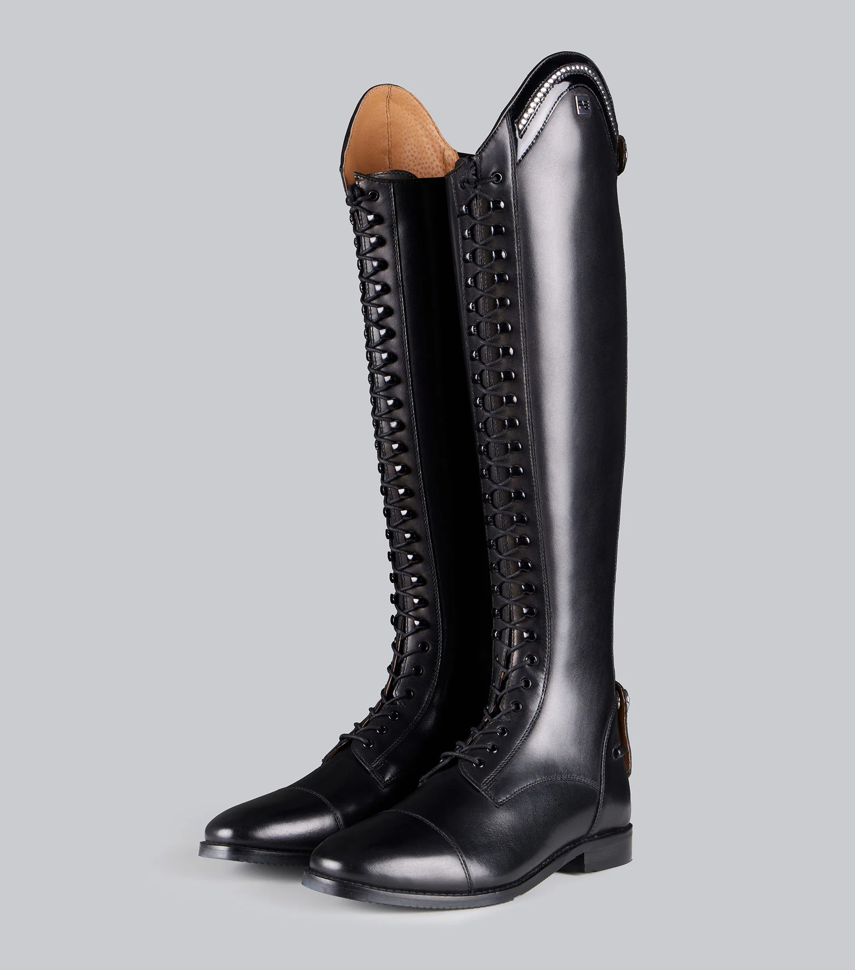 Astra Womens Leather Lace Front Tall Riding Boots Black - Image 6