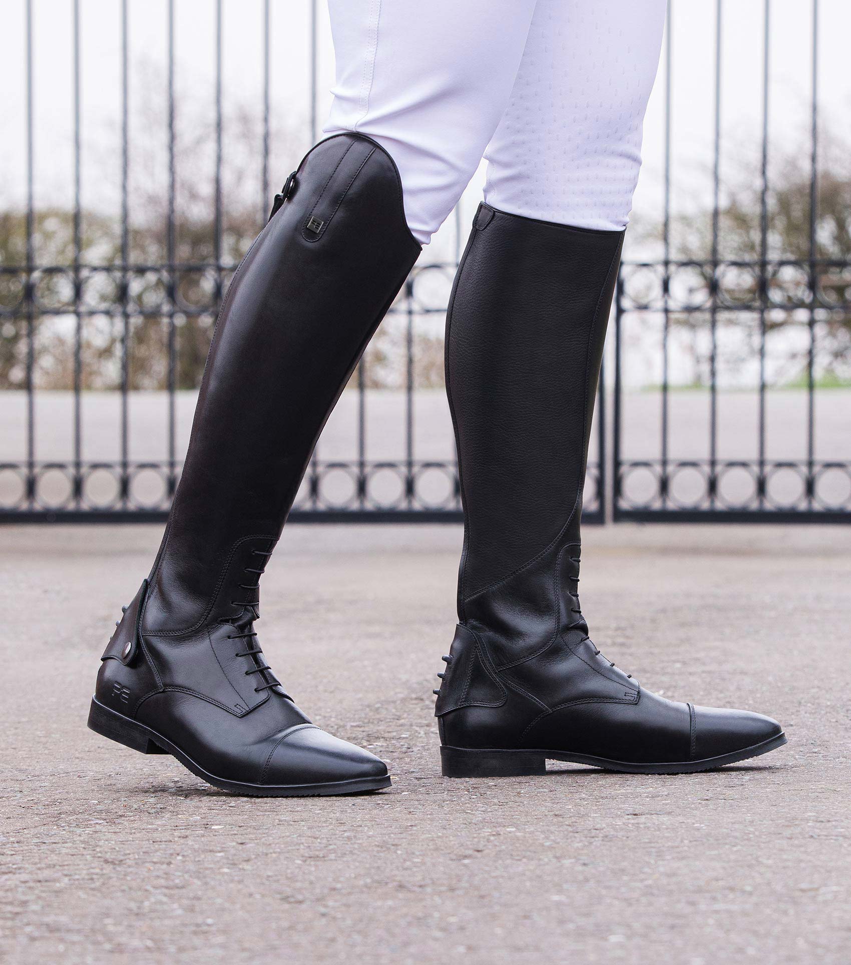 Botero Mens Leather Field Tall Riding Boots Black - Image 2