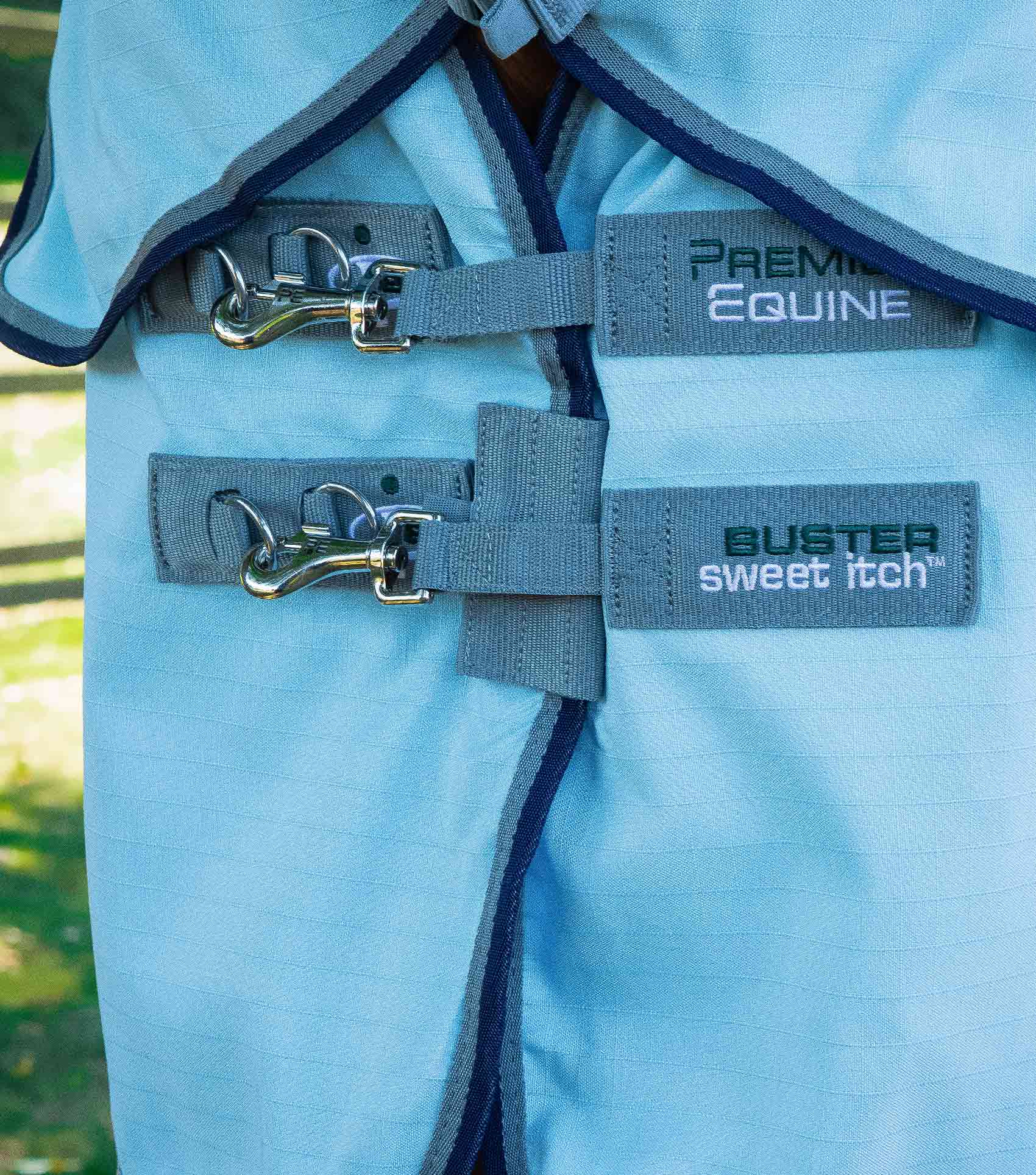 END OF SEASON SALE - Buster Sweet Itch Fly Rug with Surcingles Blue - Image 3
