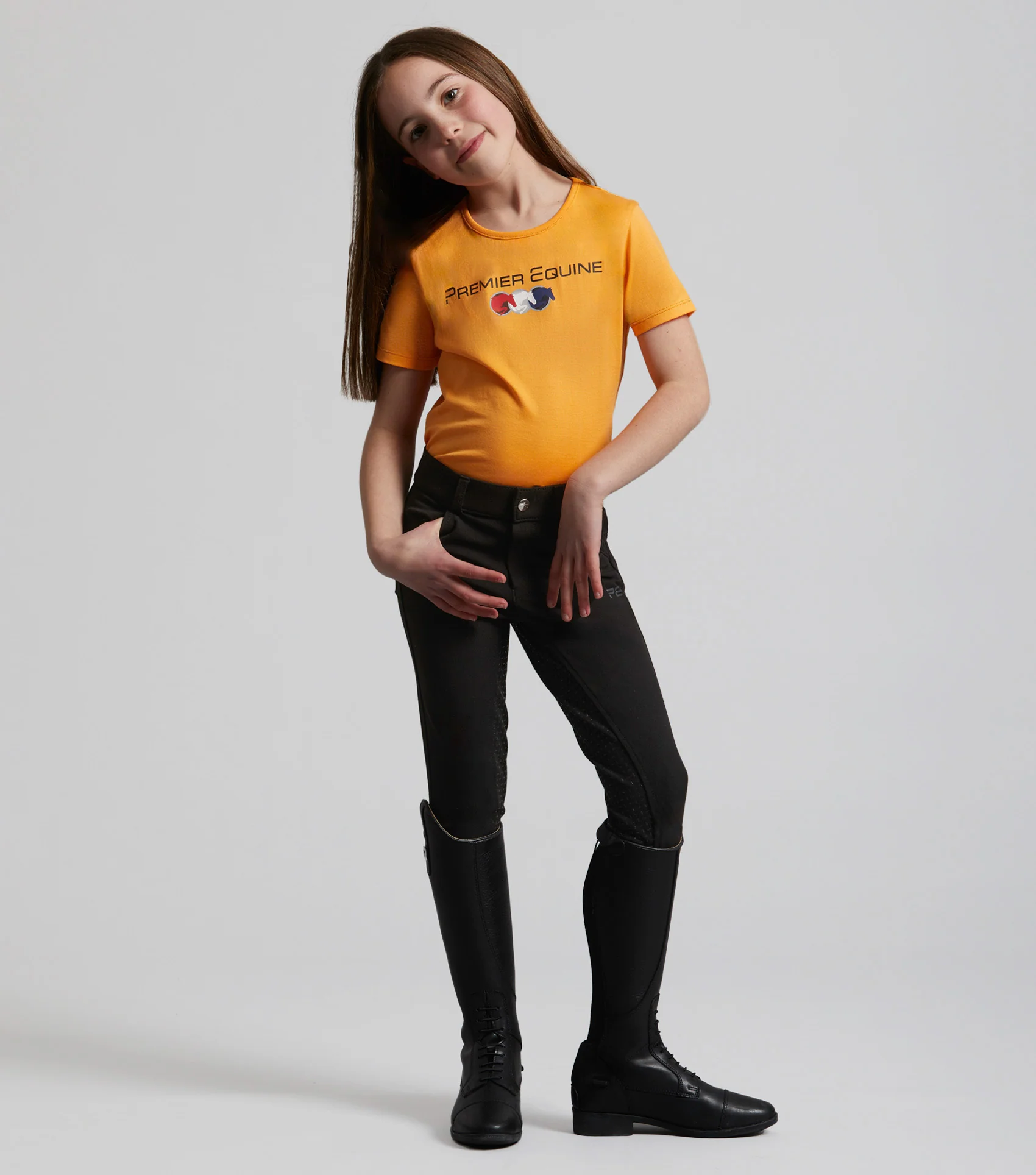 SALE - Chiaro Girls Cotton Riding T-Shirt Orange - Image 2