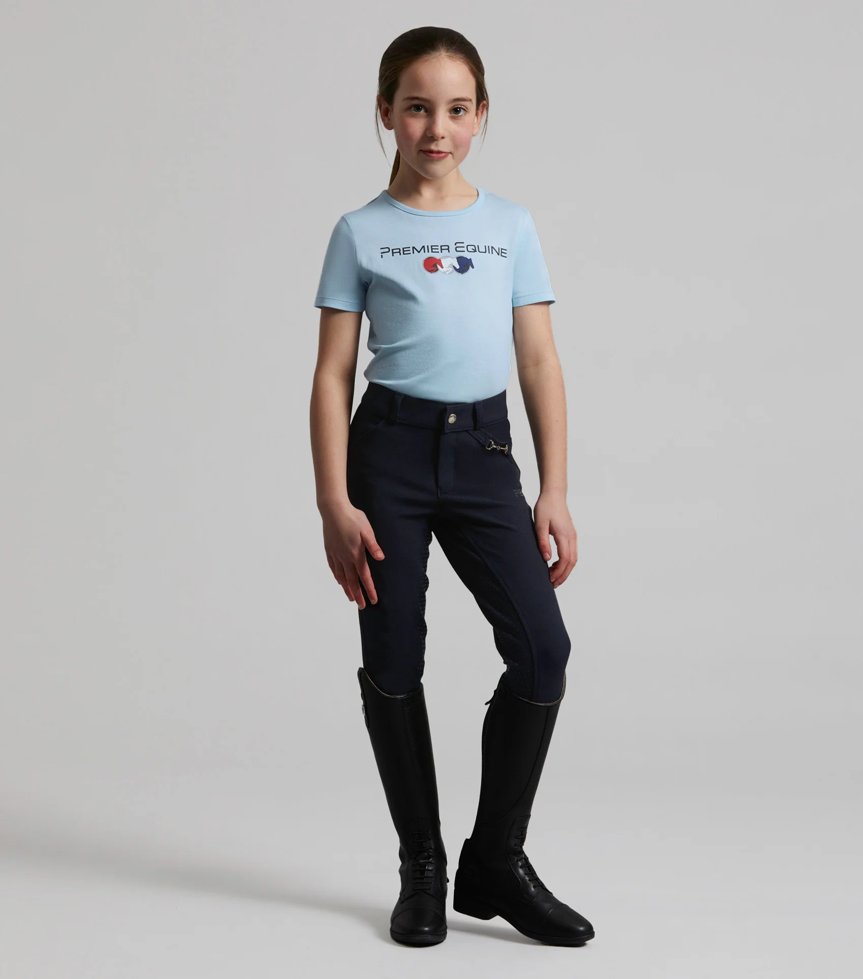 SALE - Chiaro Girls Cotton Riding T-Shirt Blue - Image 2