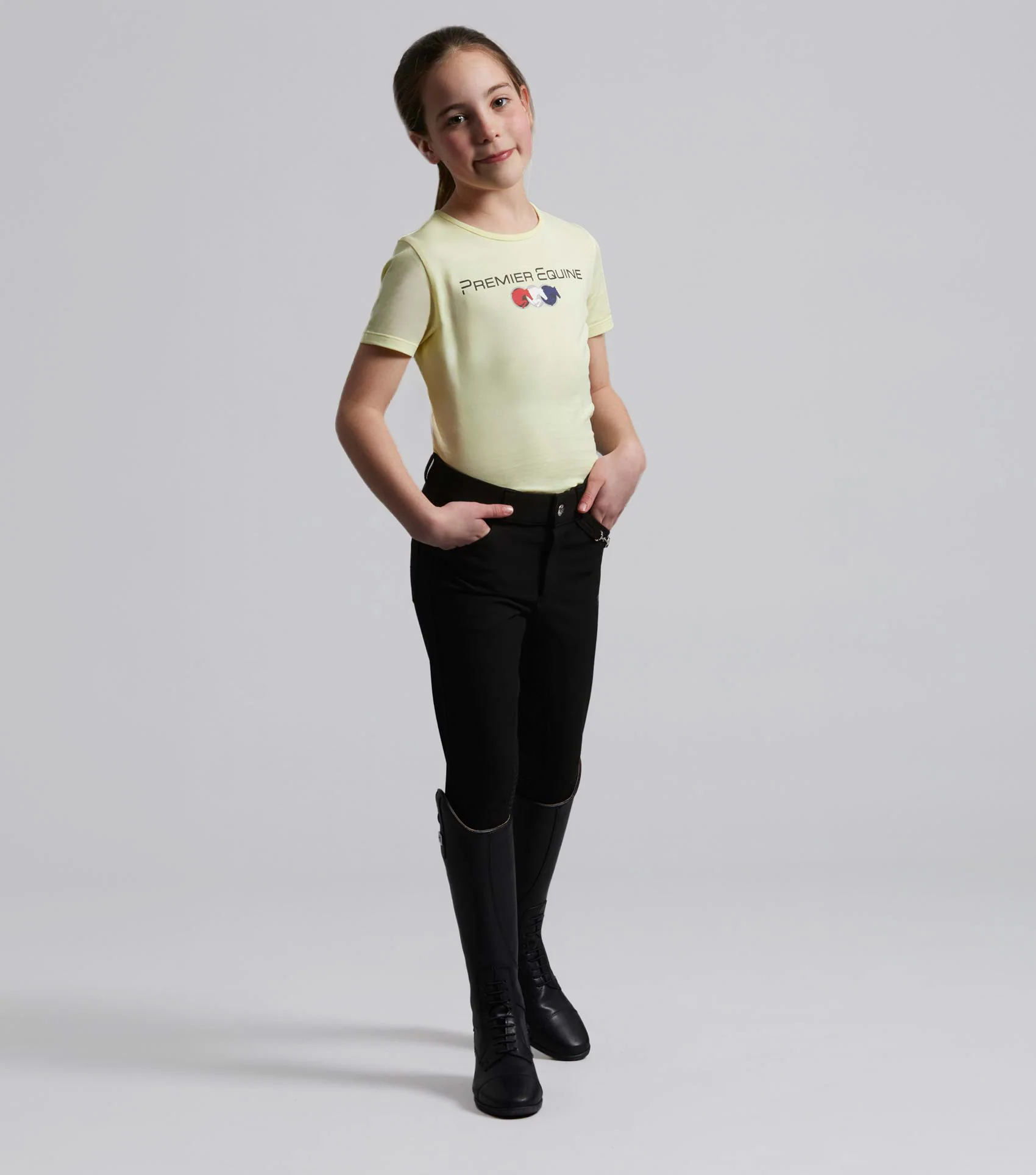 SALE - Chiaro Girls Cotton Riding T-Shirt Yellow - Image 2