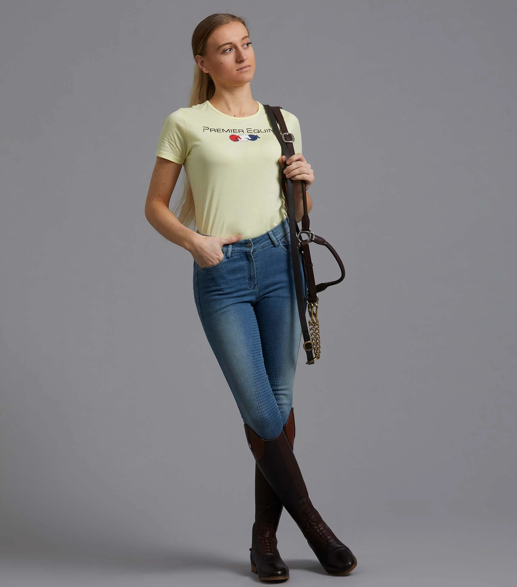 SALE - Chiaro Ladies Cotton Riding T-Shirt Yellow - Image 2