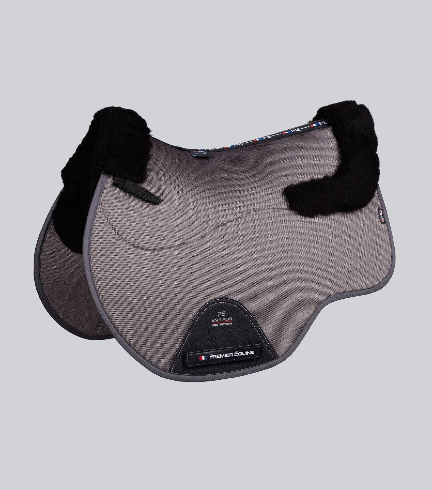 Close Contact Airtechnology Shockproof Wool Saddle Pad - GP/Jump Square Grey/Black Wool