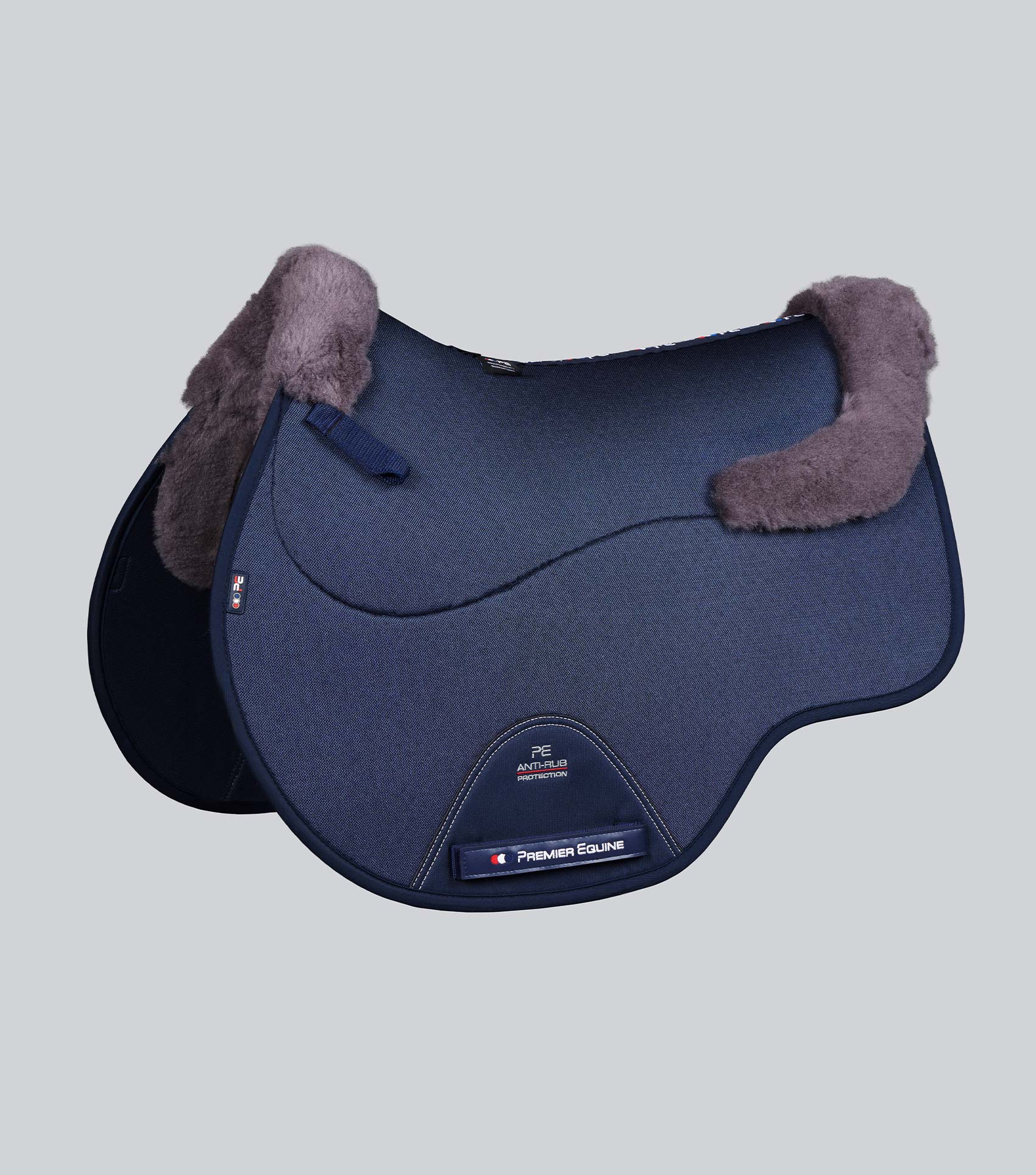 Close Contact Airtechnology Shockproof Wool Saddle Pad - GP/Jump Square Navy/Grey Wool