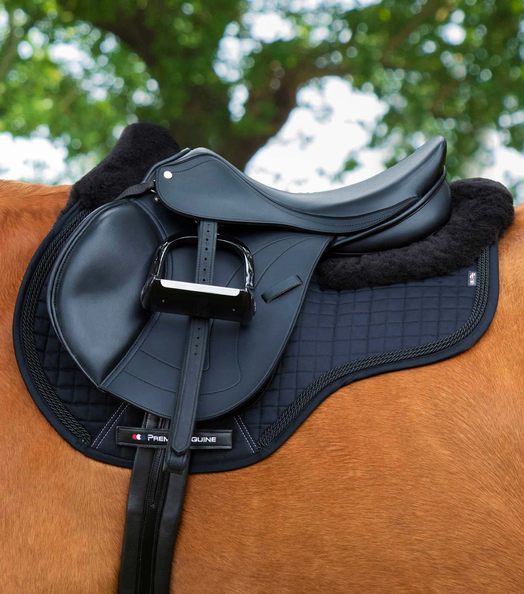Close Contact Merino Wool European Saddle Pad - GP/Jump Square Black/Black Wool - Image 2