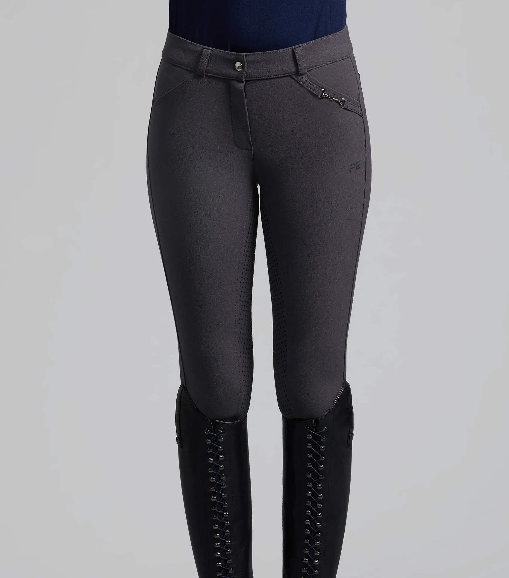 SALE - Delta Ladies Full Seat Gel Riding Breeches Anthracite - Image 4