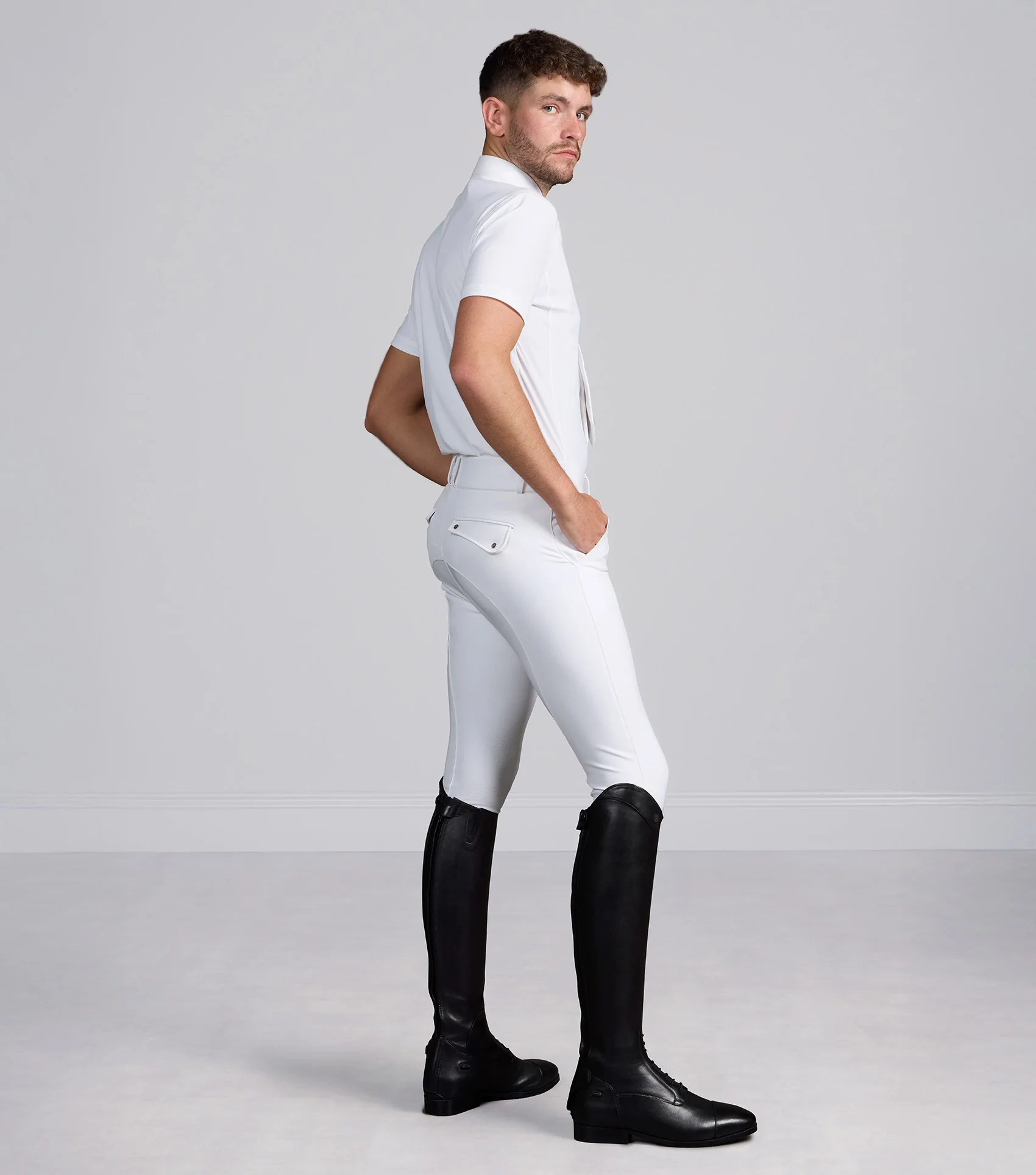 Ludis Men's Gel Knee Riding Breeches White - Image 2