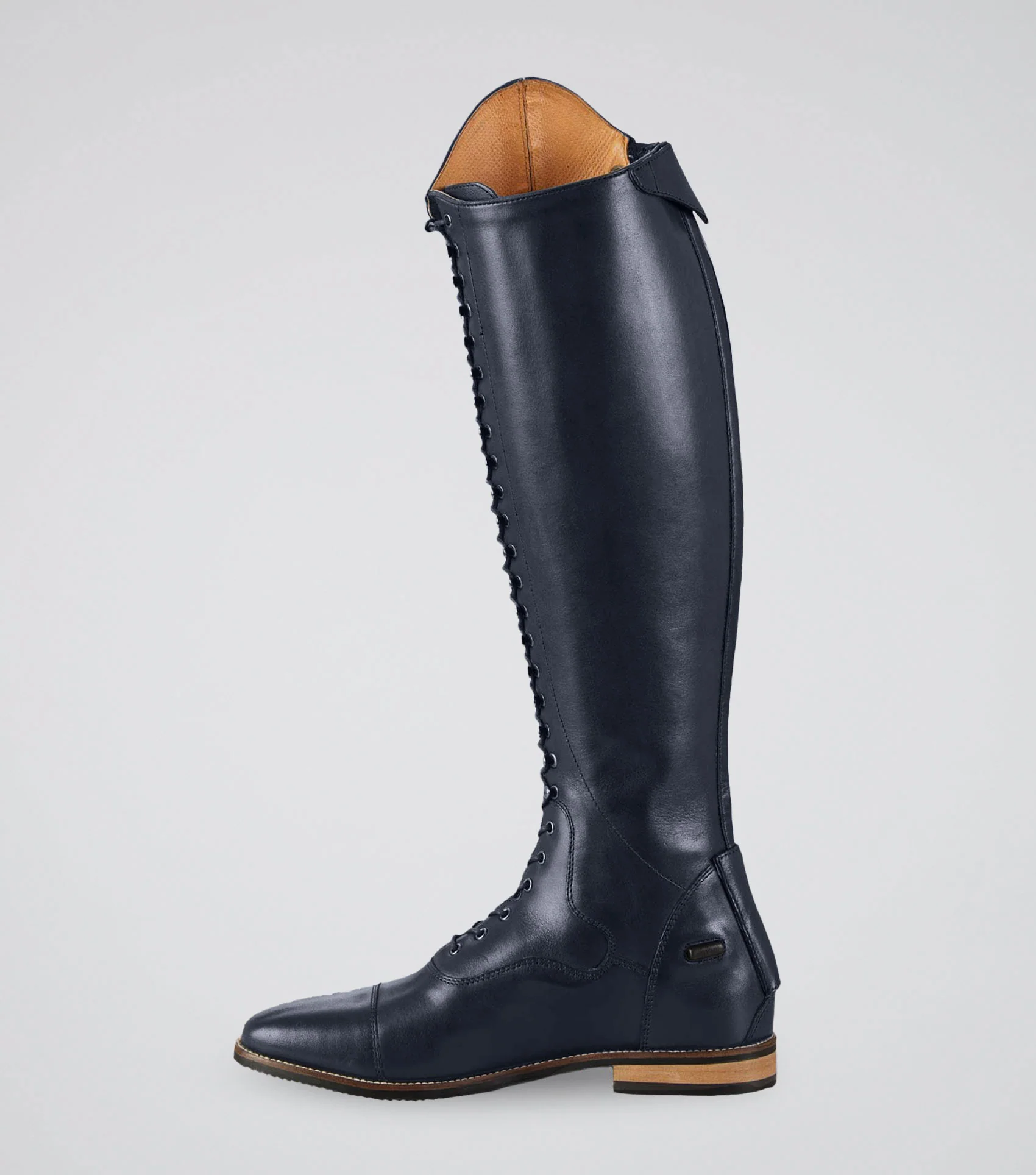 Maurizia Womens Lace Front Leather Tall Riding Boots Navy - Image 4