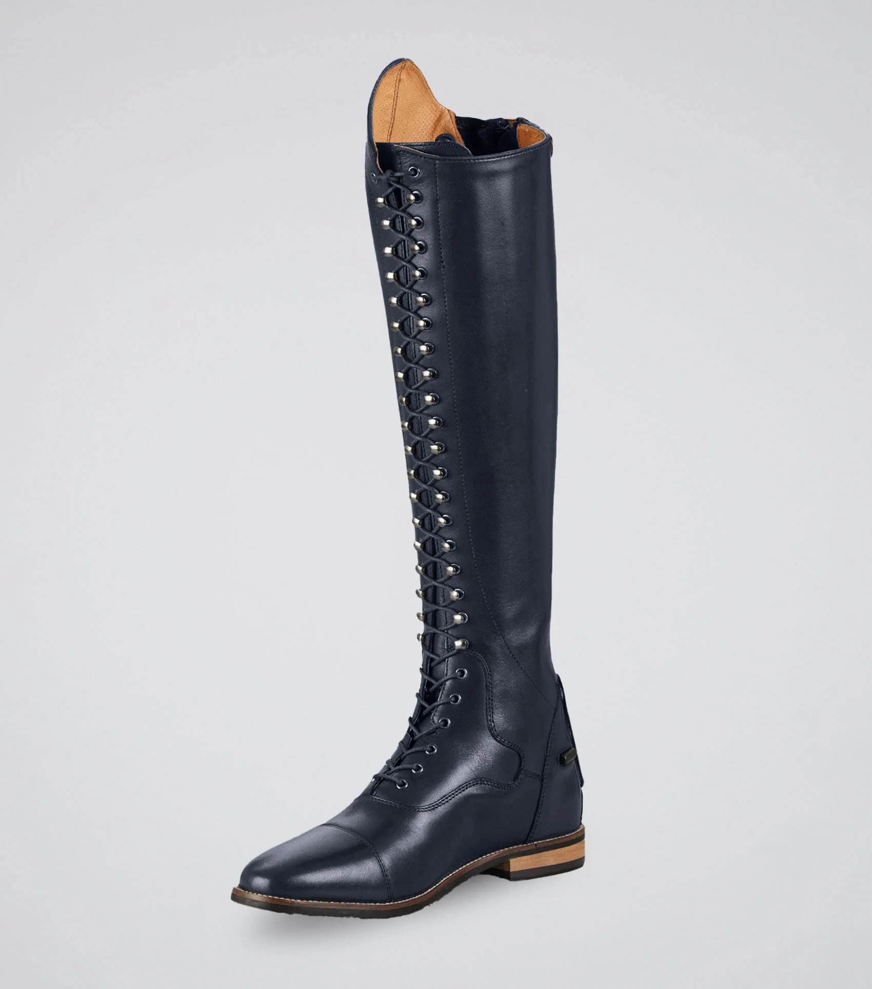 Maurizia Womens Lace Front Leather Tall Riding Boots Navy - Image 5