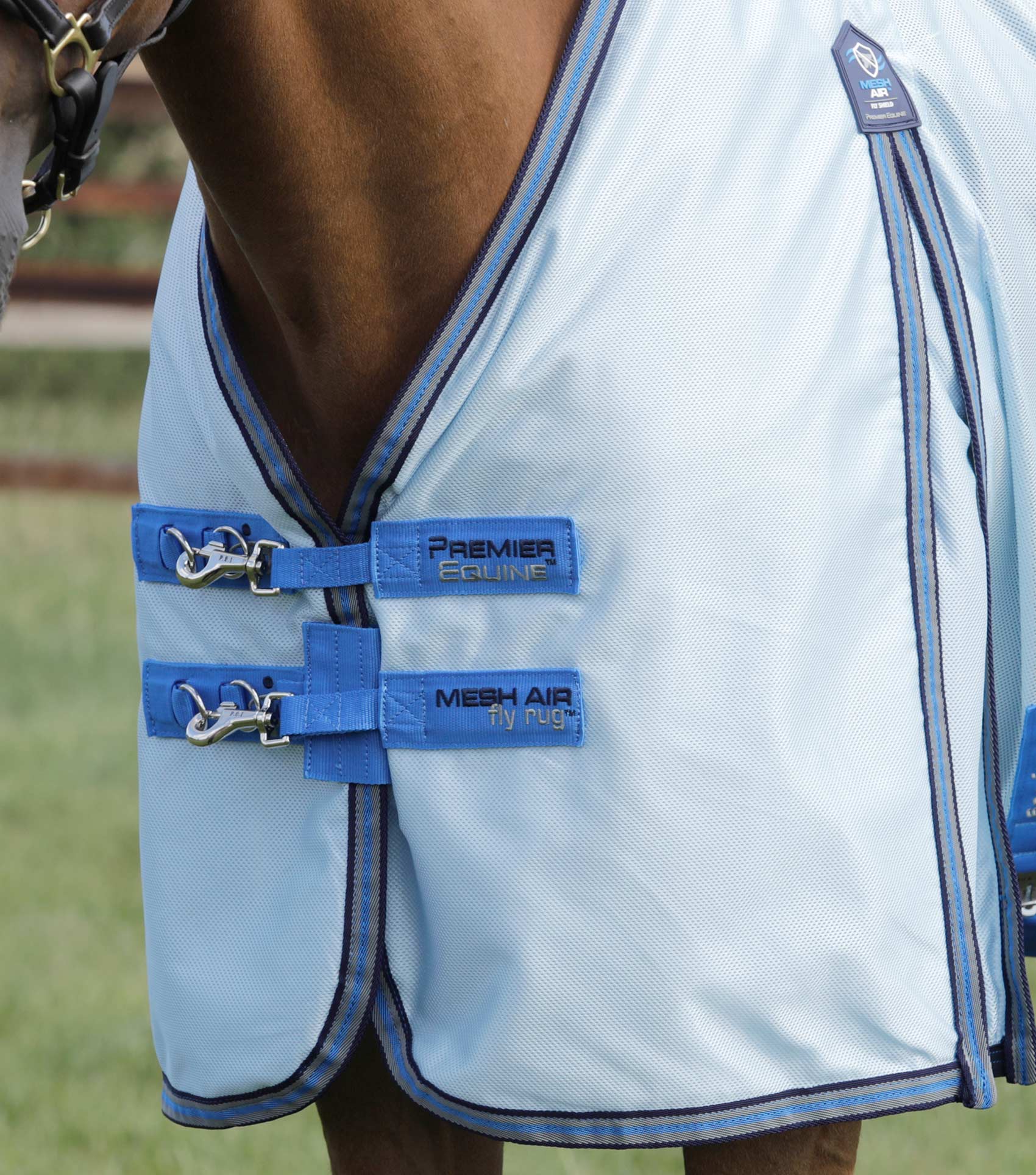 END OF SEASON SALE - Mesh Air Fly Rug with Surcingles Blue - Image 3