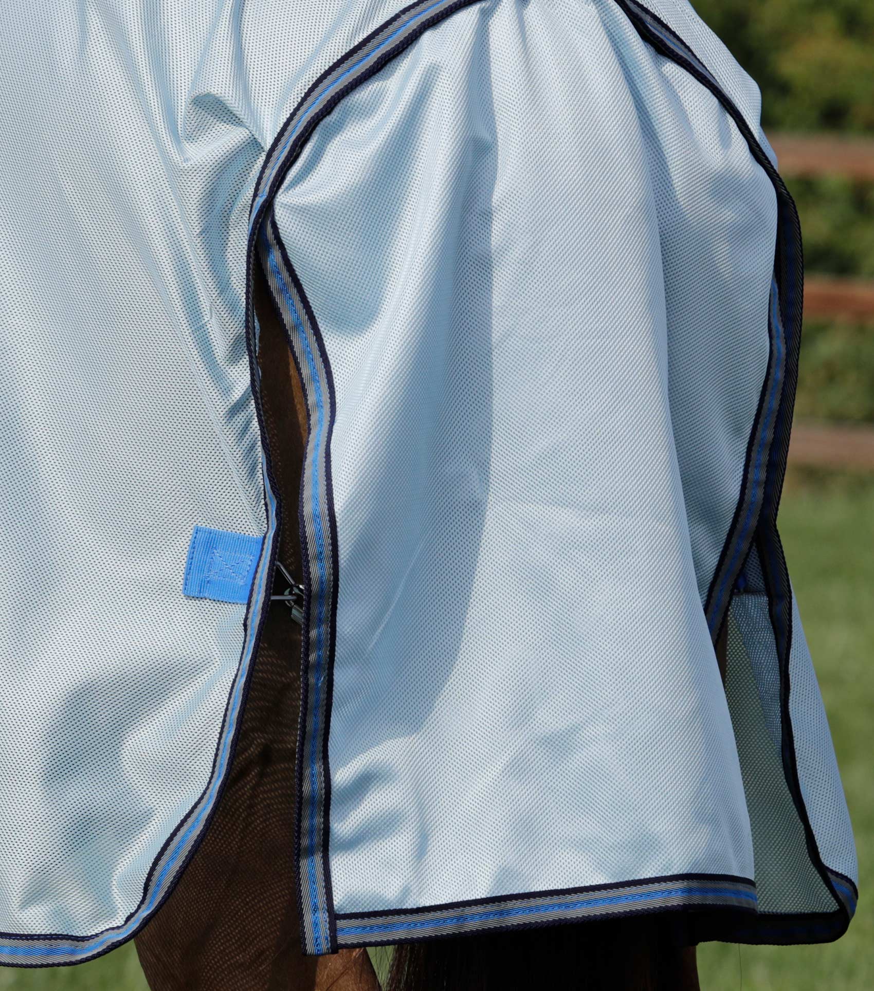 END OF SEASON SALE - Mesh Air Fly Rug with Surcingles Blue - Image 6