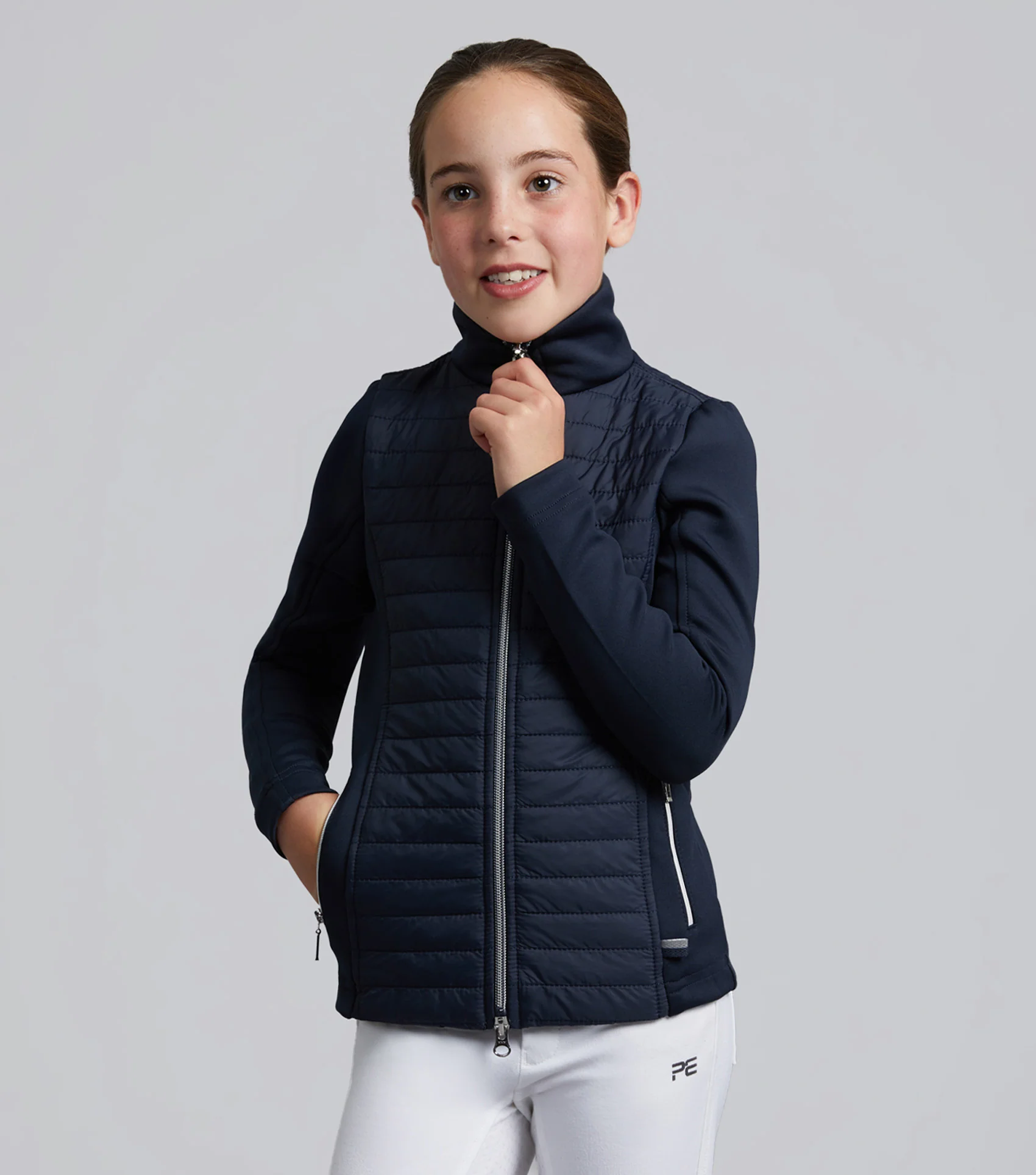 Mini Elena Girl's Hybrid Riding Jacket Navy