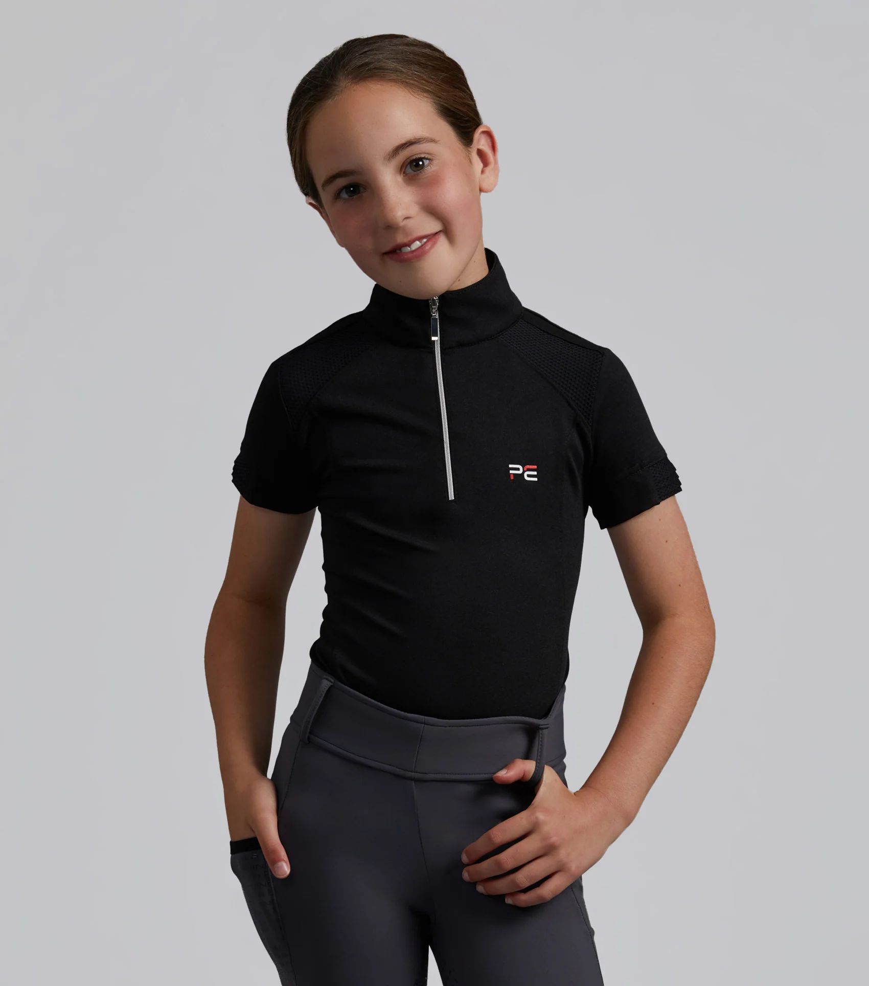 Mini Remisa Girl's Technical Short Sleeve Riding Top Black