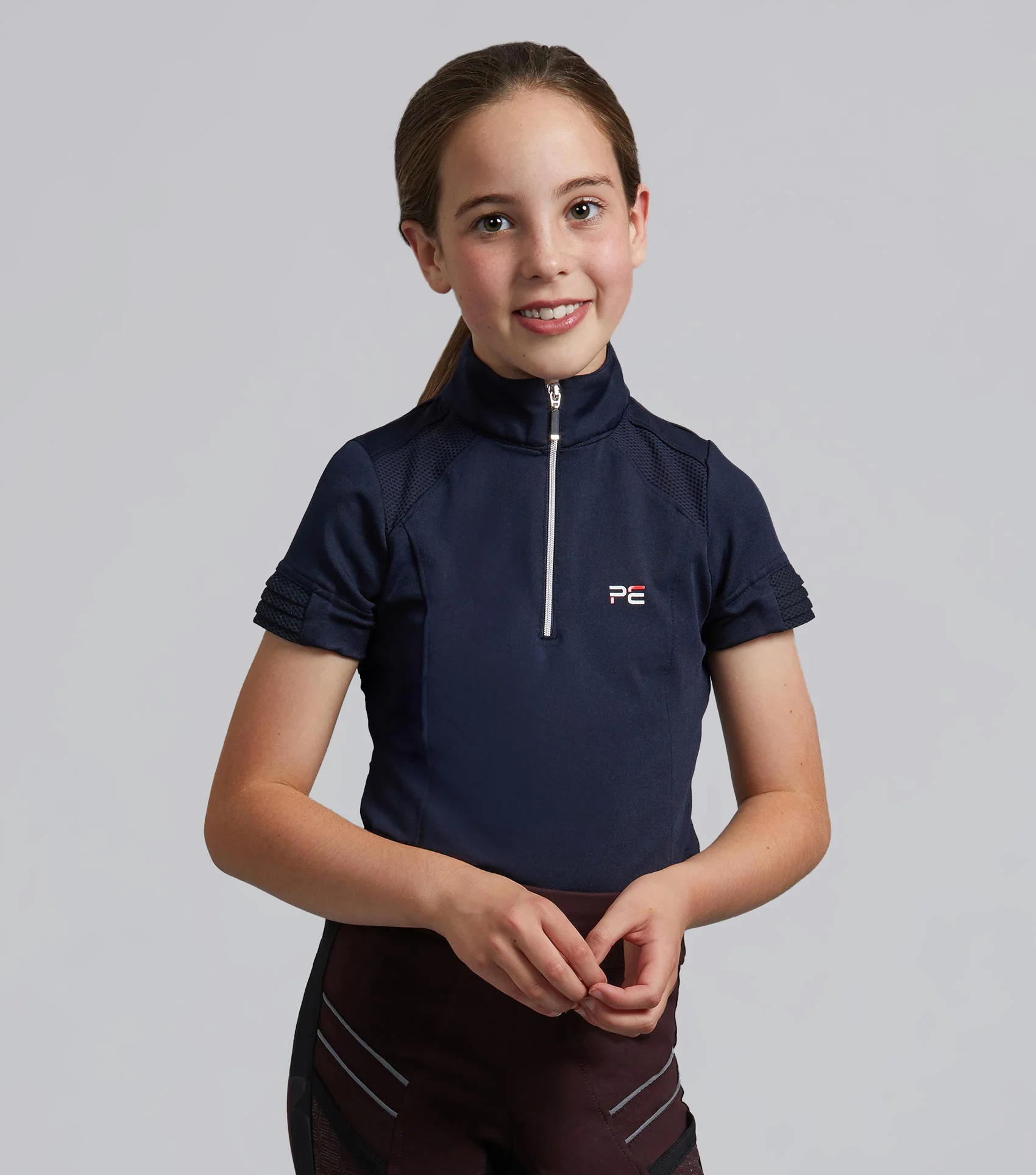 Mini Remisa Girl's Technical Short Sleeve Riding Top Navy