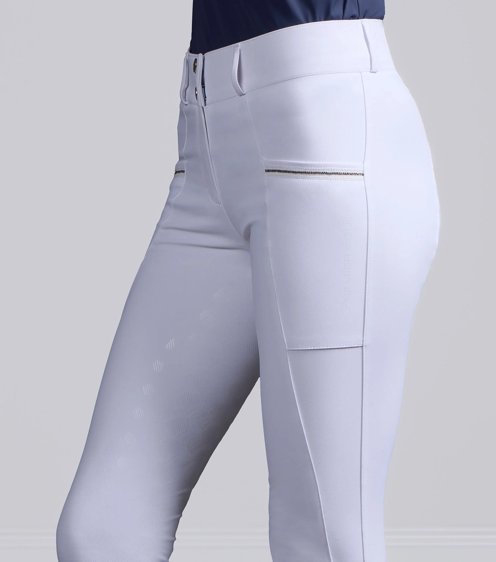 SALE - Ofena Womens Full Seat Competition Riding Breeches White - Image 3