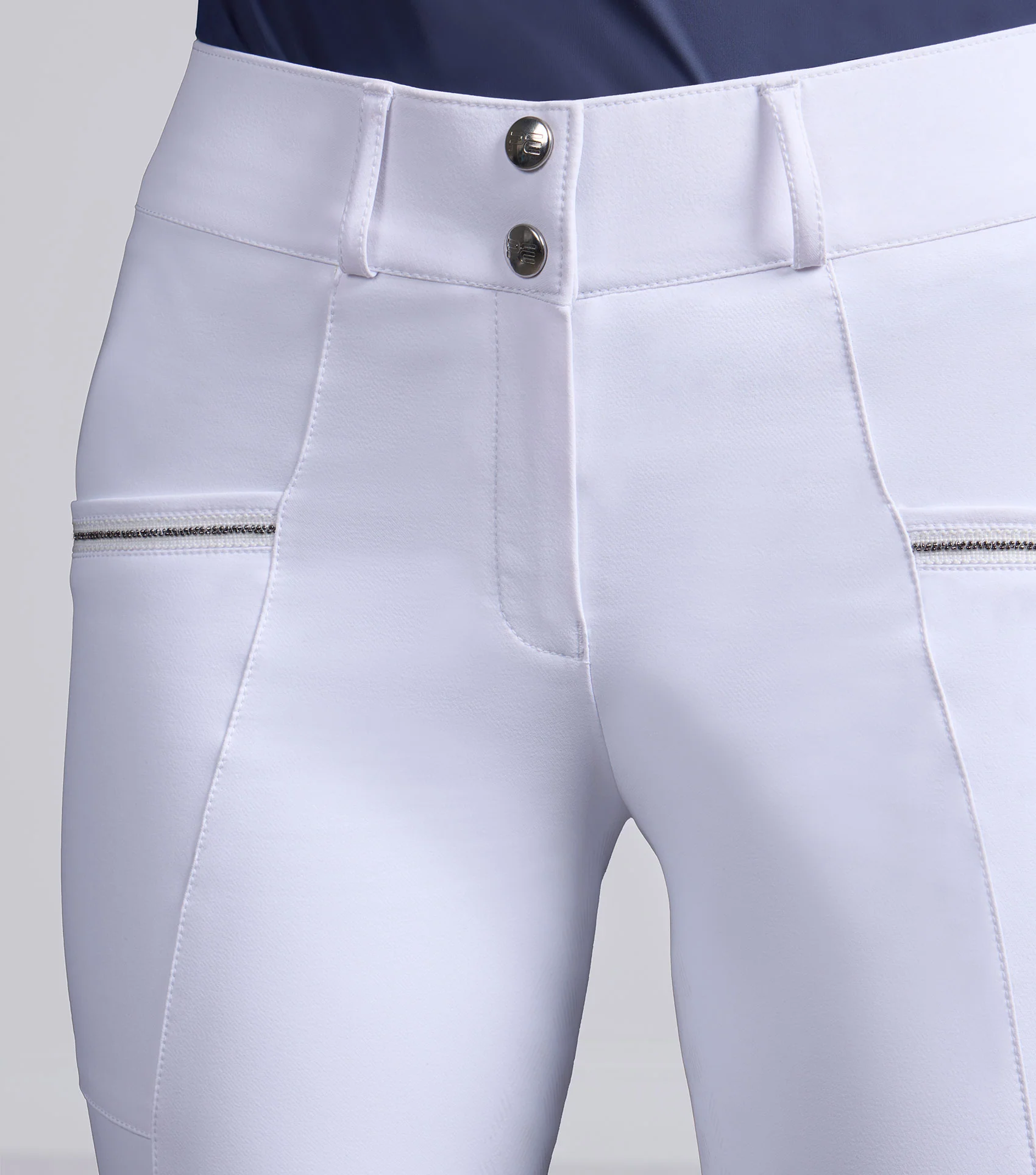 SALE - Ofena Womens Full Seat Competition Riding Breeches White - Image 4