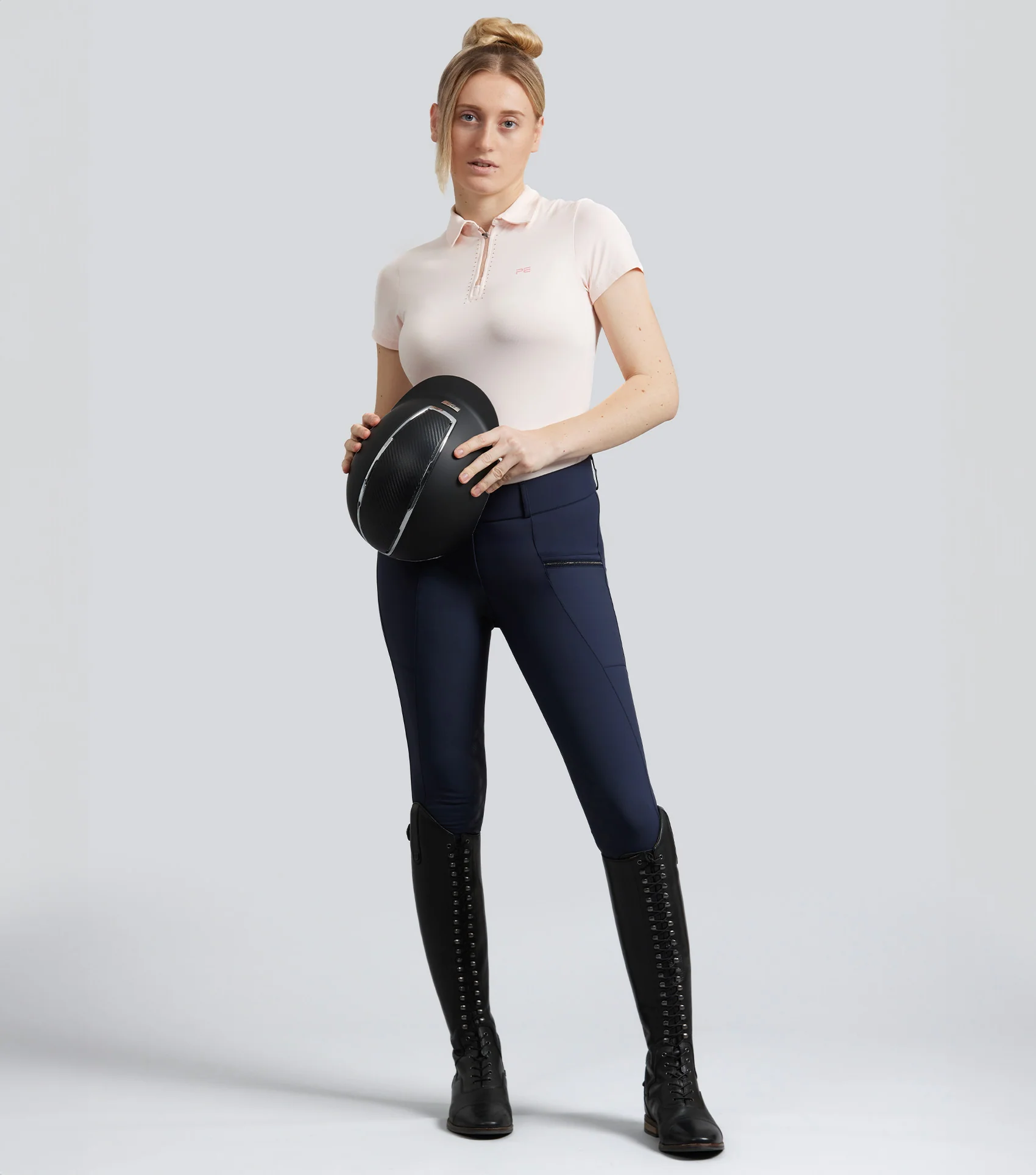 SALE - Ofena Womens Gel Knee Riding Breeches Navy - Image 6