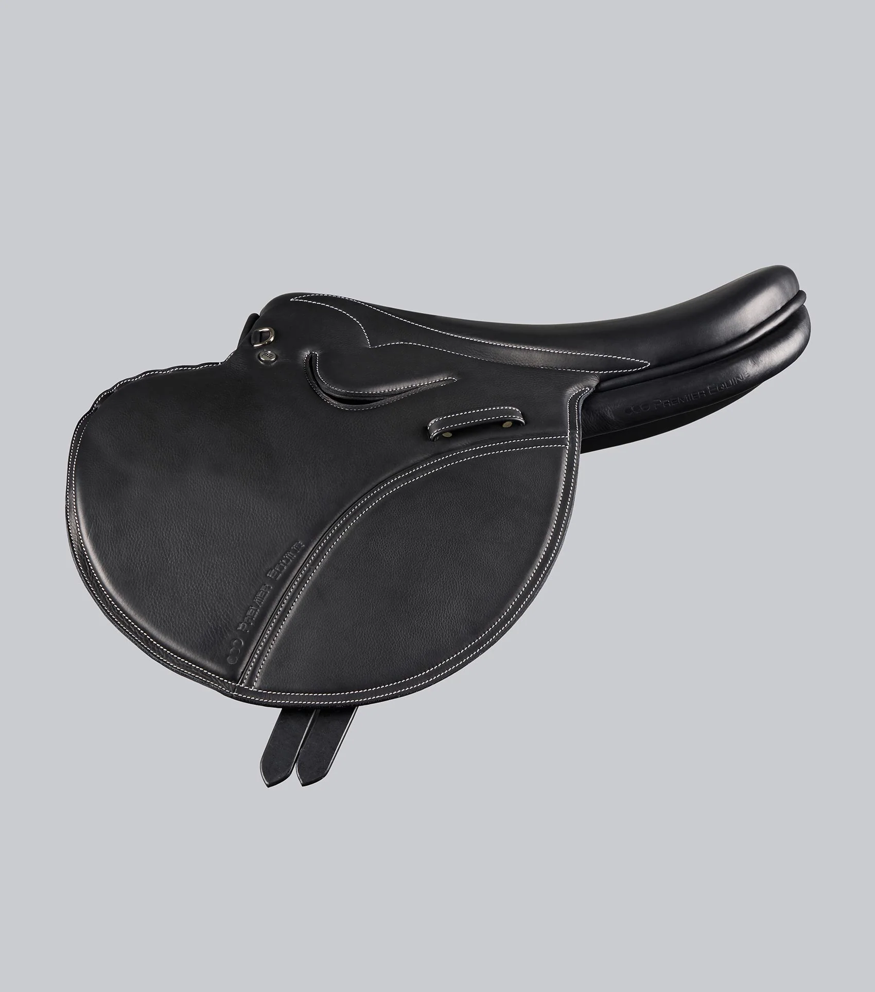 PE Leather Full Tree Exercise Racing Saddle Black - Image 3
