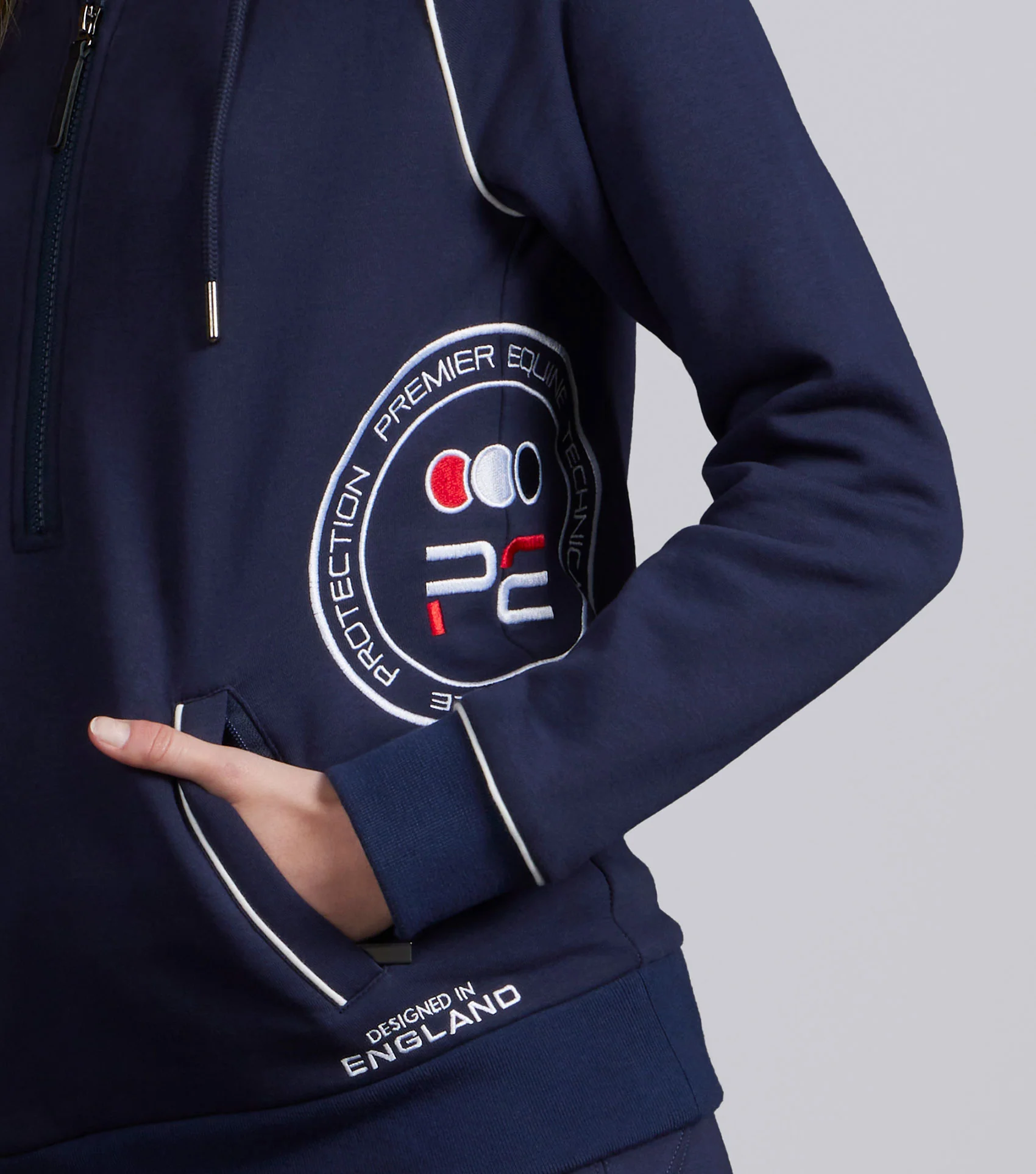 PE Team Quarter Zip Hoodie Navy - Image 5