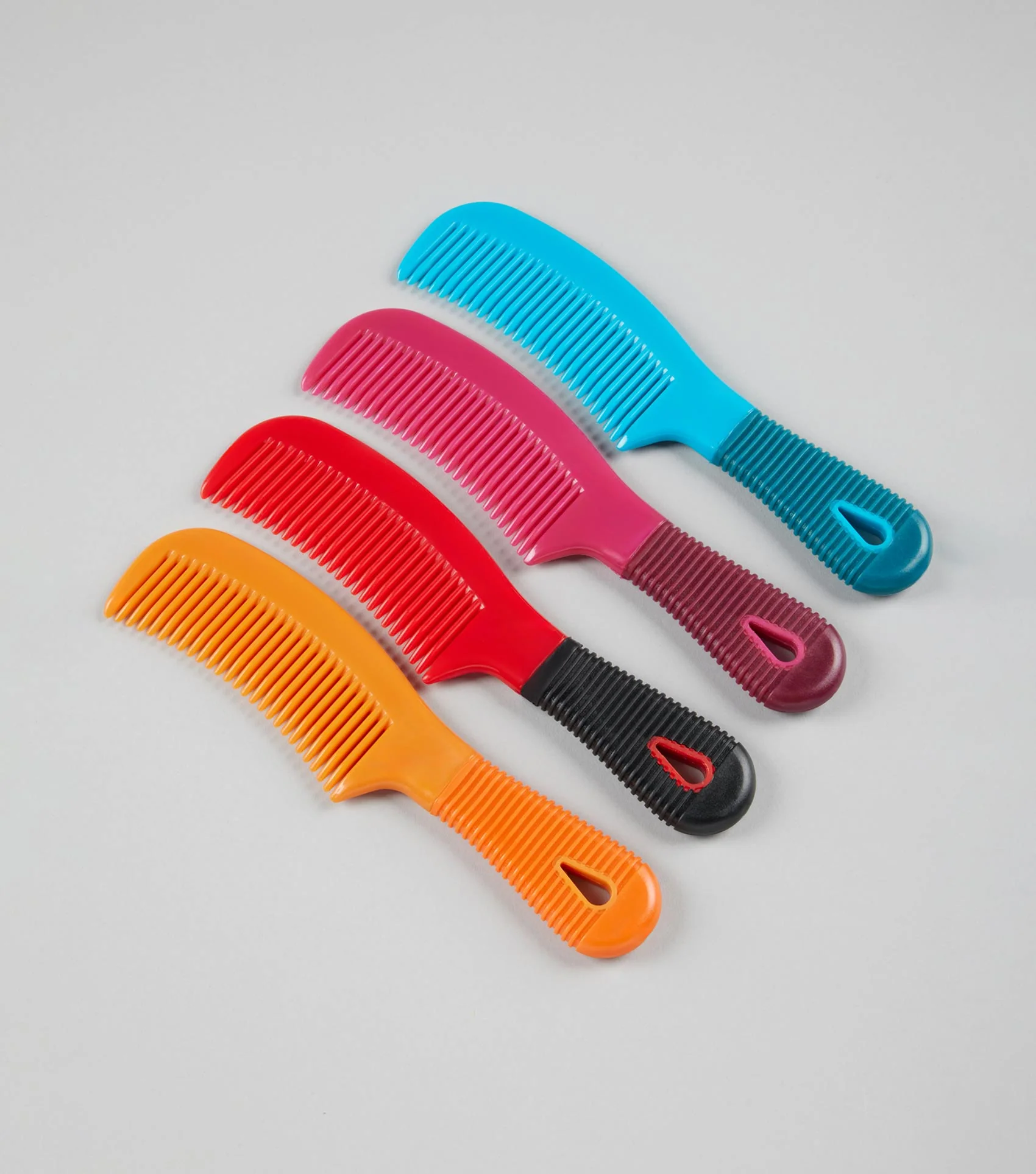 Plastic Mane Comb with Handle - Large Orange & Amber - Image 2