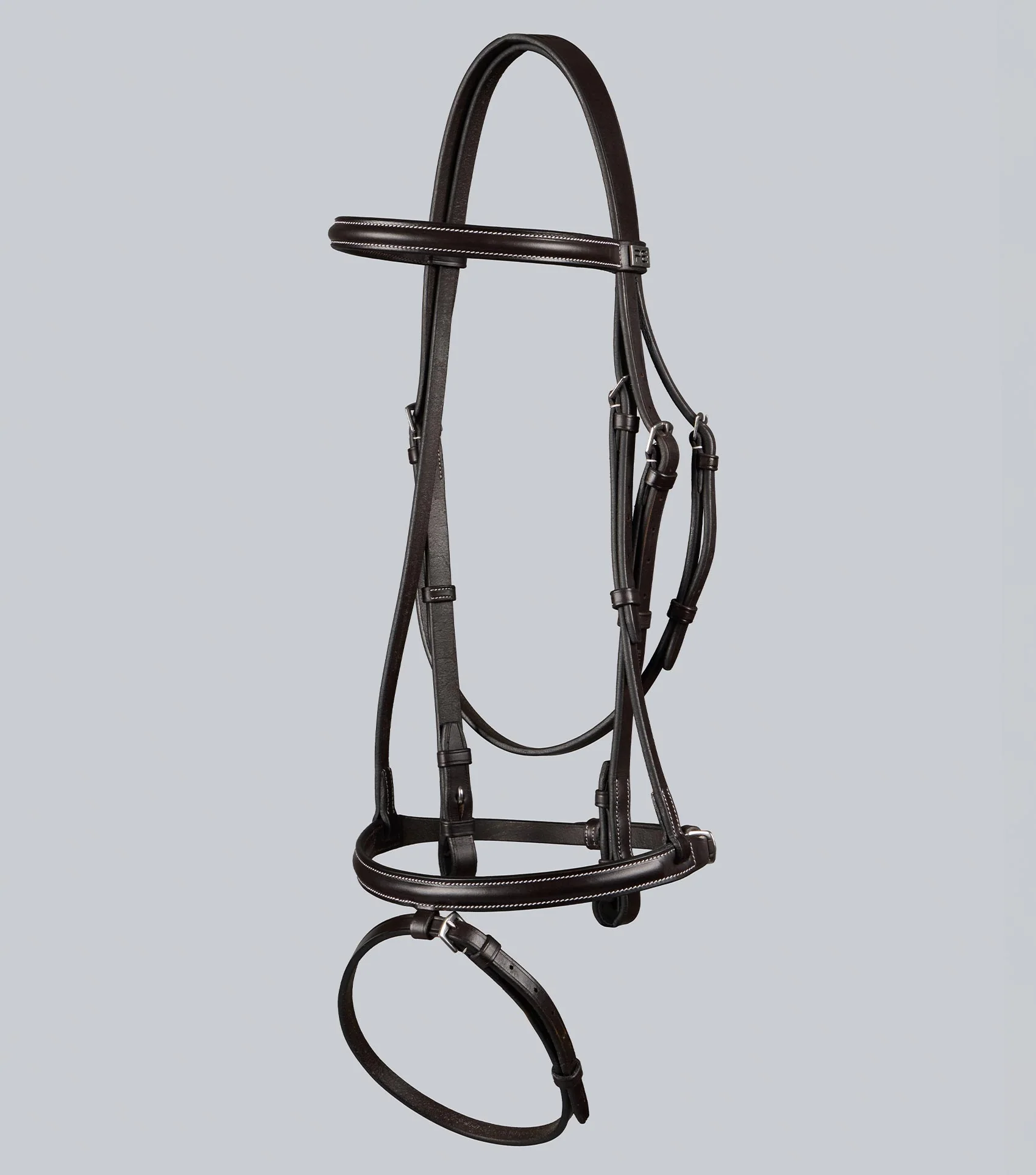 Raised Jumping Snaffle Bridle with Flash Dark Havana - Image 5