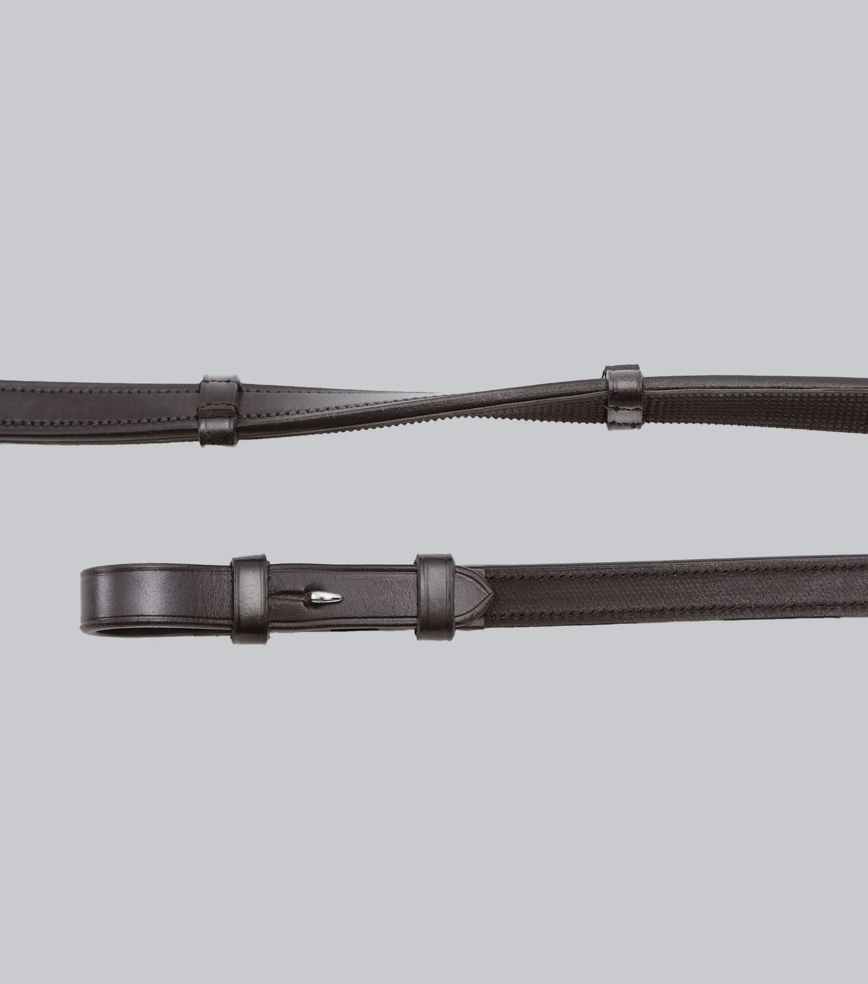 Salvatore Rubber & Leather Grip Reins Brown