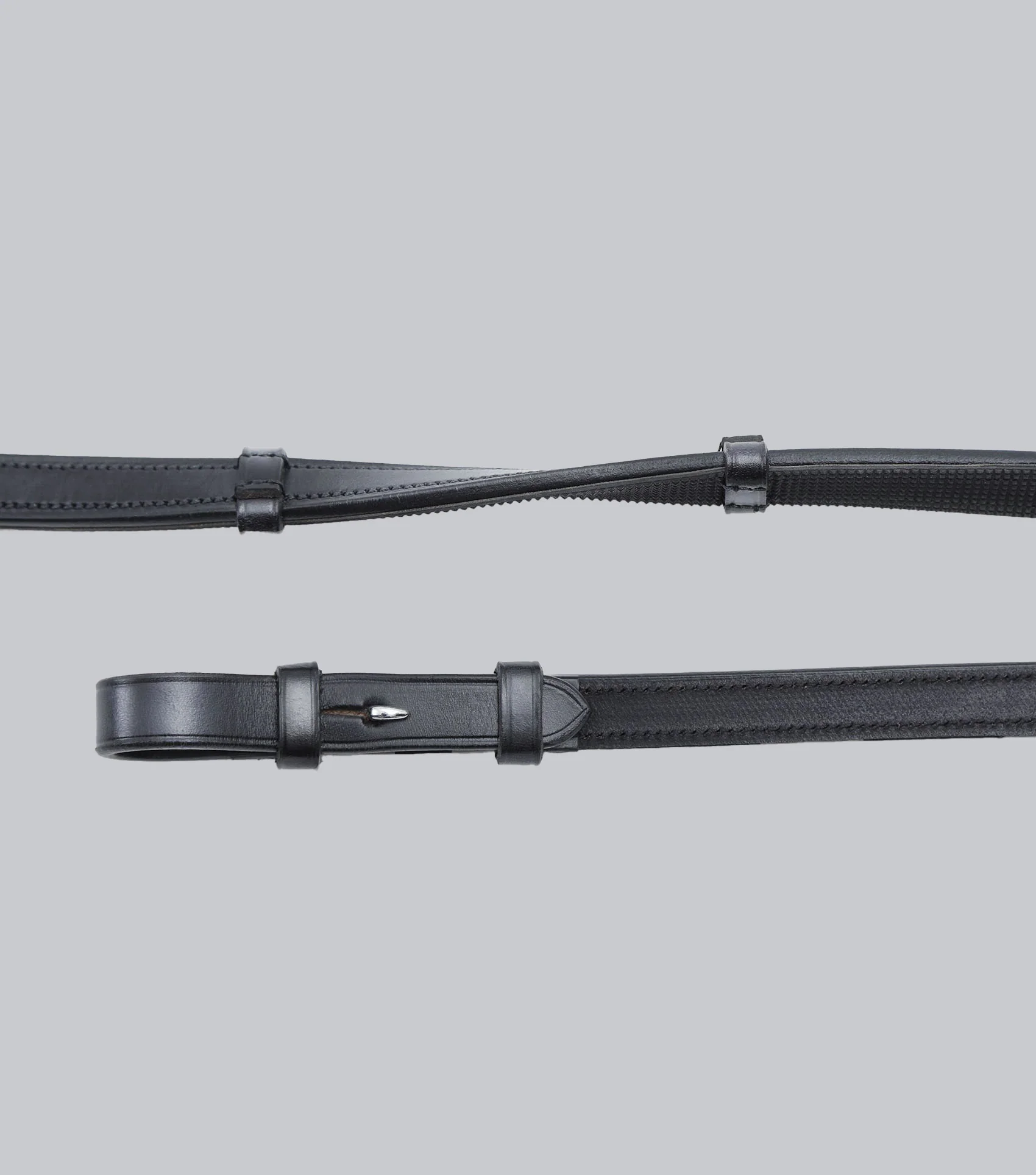 Salvatore Rubber & Leather Grip Reins Black