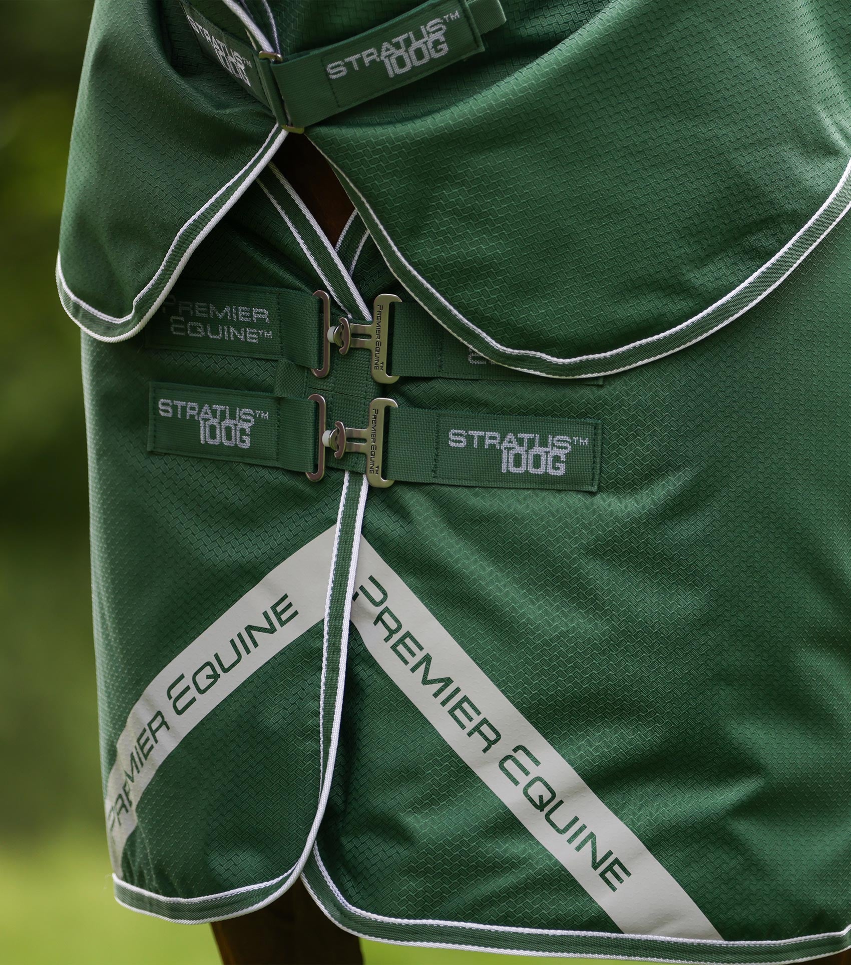 Stratus 600D Series 100g Turnout Rug with Classic Neck Cover Green - Image 4